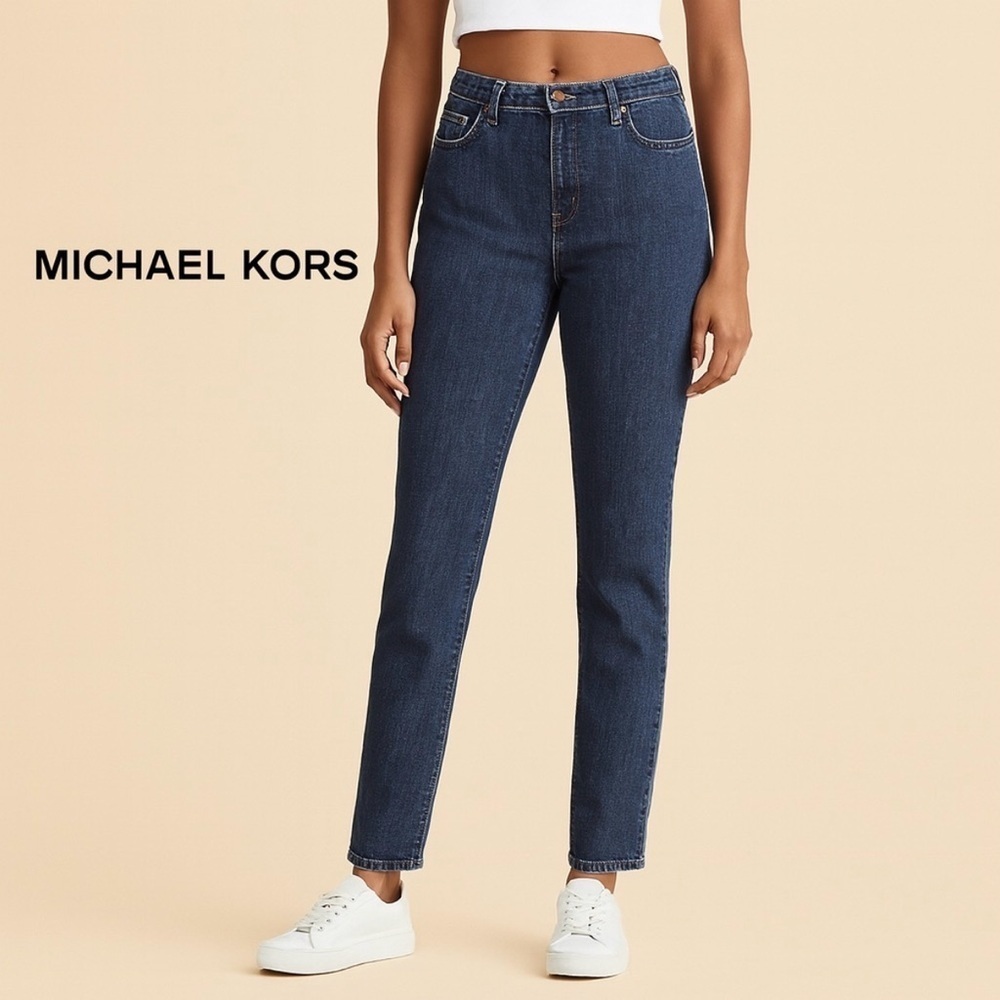Michael Kors High Rise Indigo Straight Jeans Size 8 Classic Premium Denim